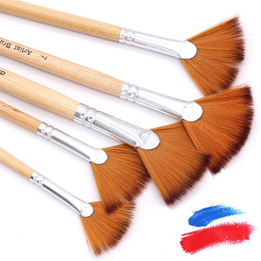 

5Pcs Nylon Watercolor Paint Brush Set Art Supplies Paint Brush Set Fan Shaped For School Painting Drawing Painting Brushes Sets