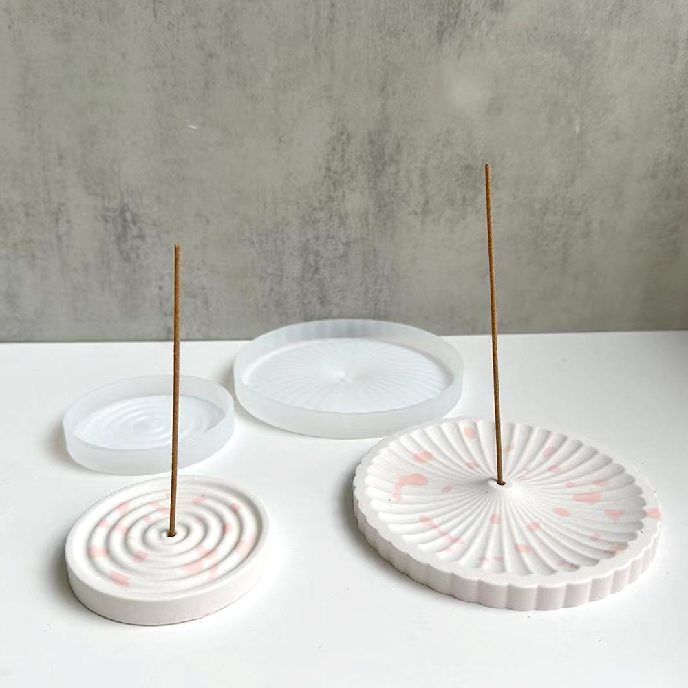 

Round Incense Tray Silicone Mold DIY Epoxy Resin Plaster Thread Incense Insert Stick Holder Casting Molds Craft Making Supplies