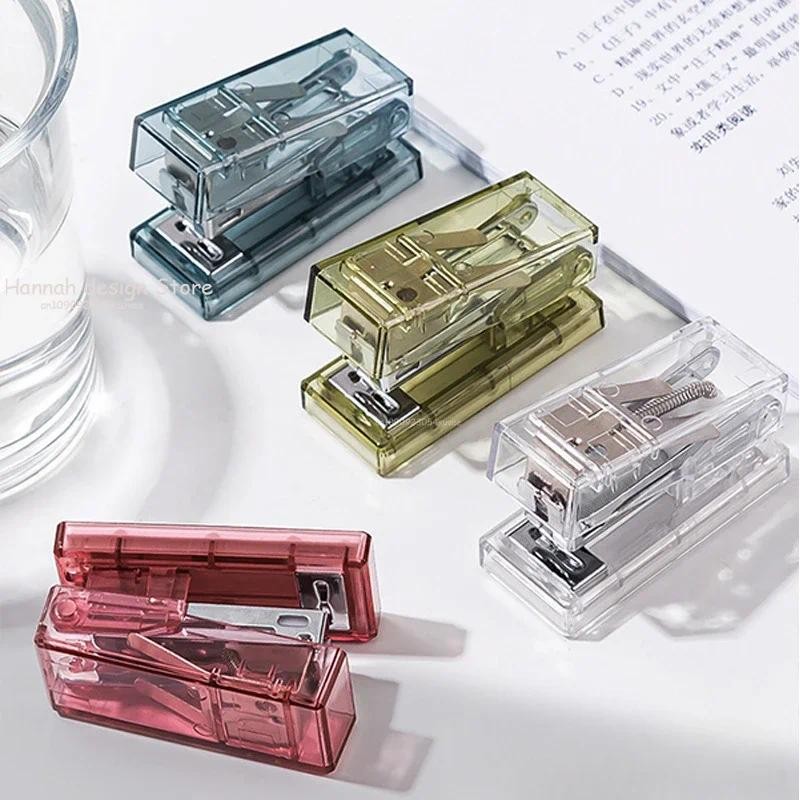 

Transparent Stapler and 640pcs 24/6 Staples Set Mini Size Contract Color Binder Office Binding Tools School Supplies