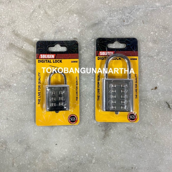 Gembok Soligen Angka Digital Nomer Chrome