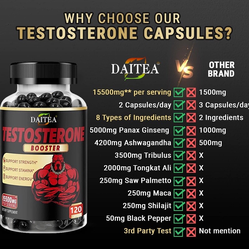 Suplemen Hormon Pria - 15.500 Mg Per Sajian Dengan Tribulus, Akar Ashwagandha, Dan Tongkat Ali -