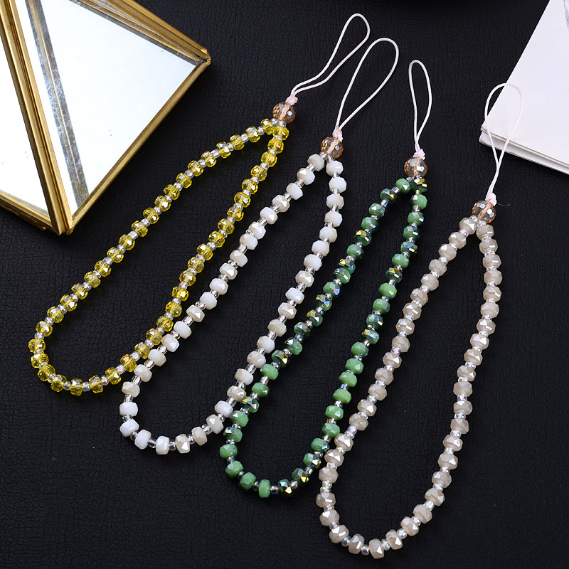 

Trendy Women Girl Telephone Jewelry for Anti-Lost Lanyard Phone Strap Accessories 6mm Crystal Stone Beads Mobile Phone Chain