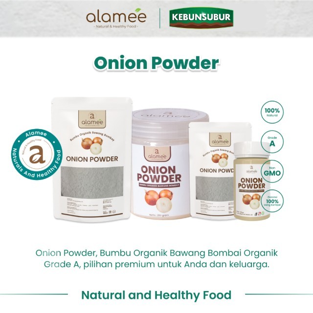 

ALAMEE Bawang Bombay Bubuk Onion Powder Ground Spice Bumbu Bombai Dapur Organik Murni Asli Seasoning kebunsubur Kebunsubur