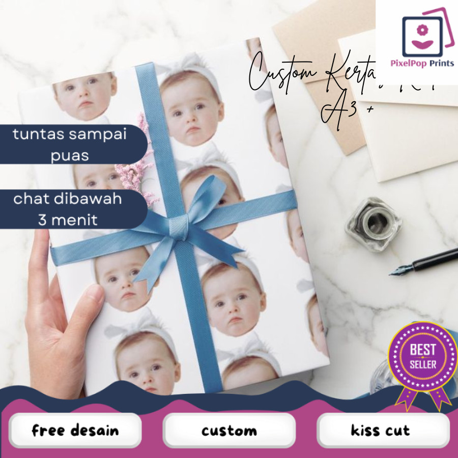 

Opikapip Kertas Kado Custom Desain Muka Wajah Aesthetic Bisa Tambah Tulisan Wrapping Papper Hadiah