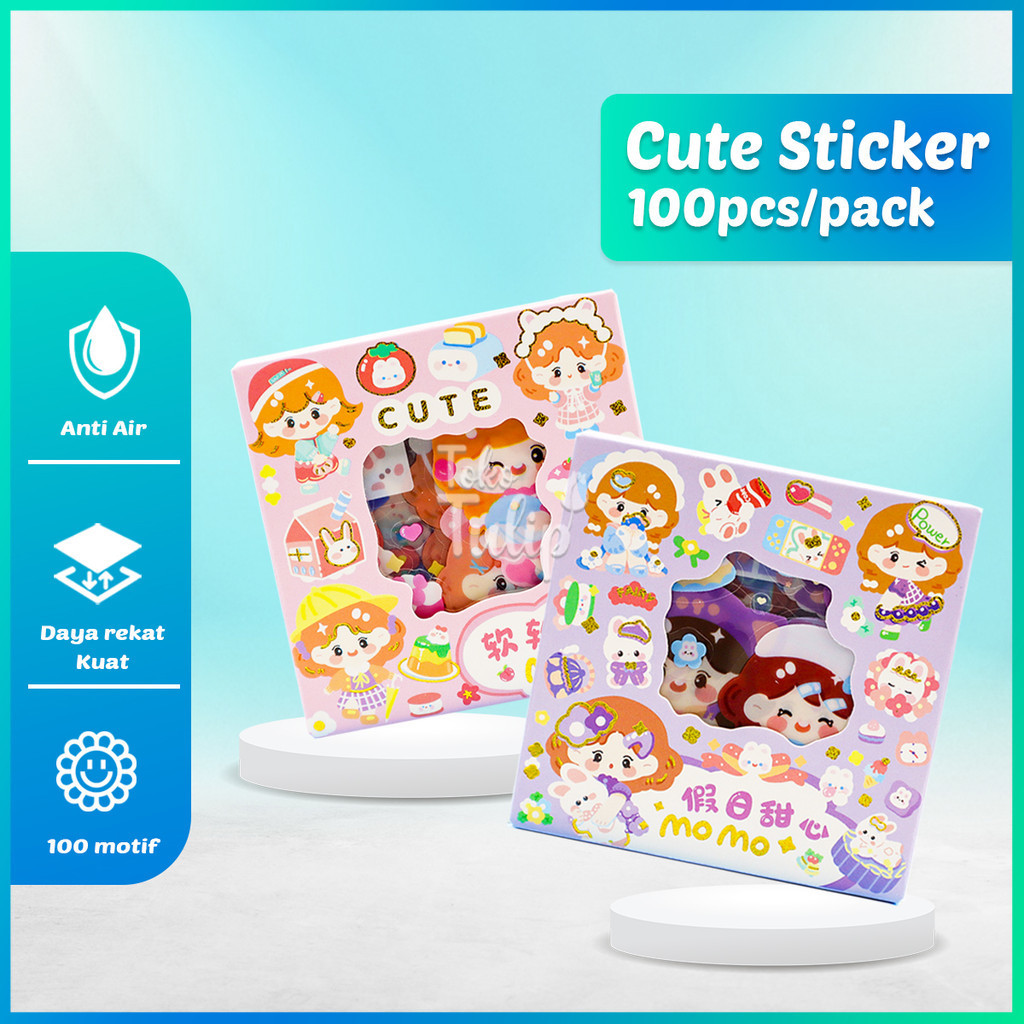 

[TERBARU] Stiker Anti Air Box Kecil Lucu Senmu Isi 100sheets/Box Sticker Waterproof Aesthetic