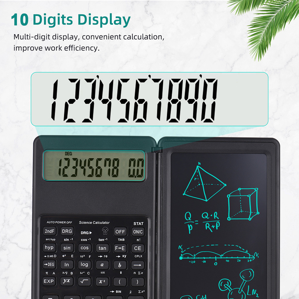 

Foldable Scientific Calculator & 5.2 inch Writing Tablet 10 Digit LCD Display For College Office Student Teacofessional Students