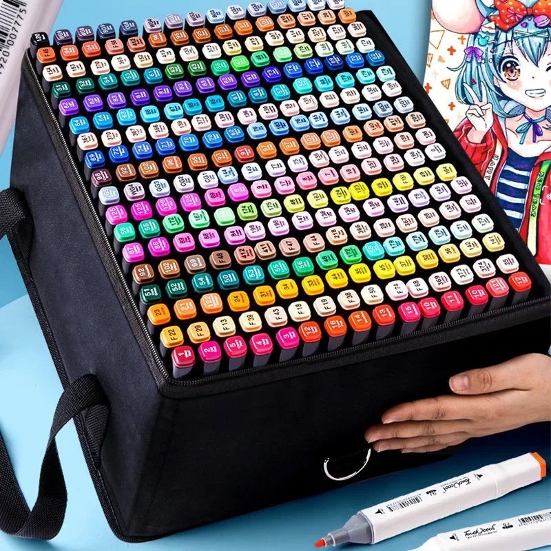 

24-168 Colored Marker Pens Set Manga Brush Pen Drawing sketch Kawaii Art School Supplies Stationery Paint Lettering Markers