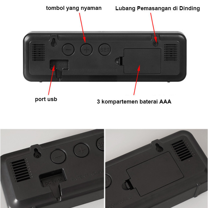 Jam Alarm Elektronik Dinding Led Digital Cermin Meja Besar Penerangan Kendaraan Kelistrikan Otomotif