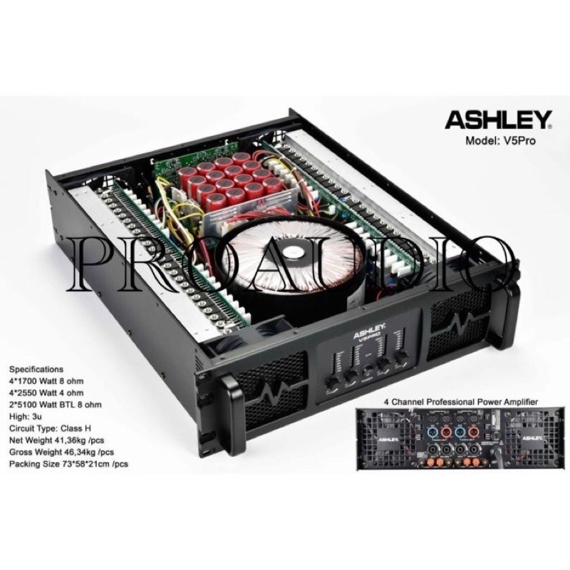 SPESIAL PROMO 70% Power Amplifier Ashley V5PRO / V5 PRO / V 5PRO 4 X 1700W 8OHM ORIGINAL