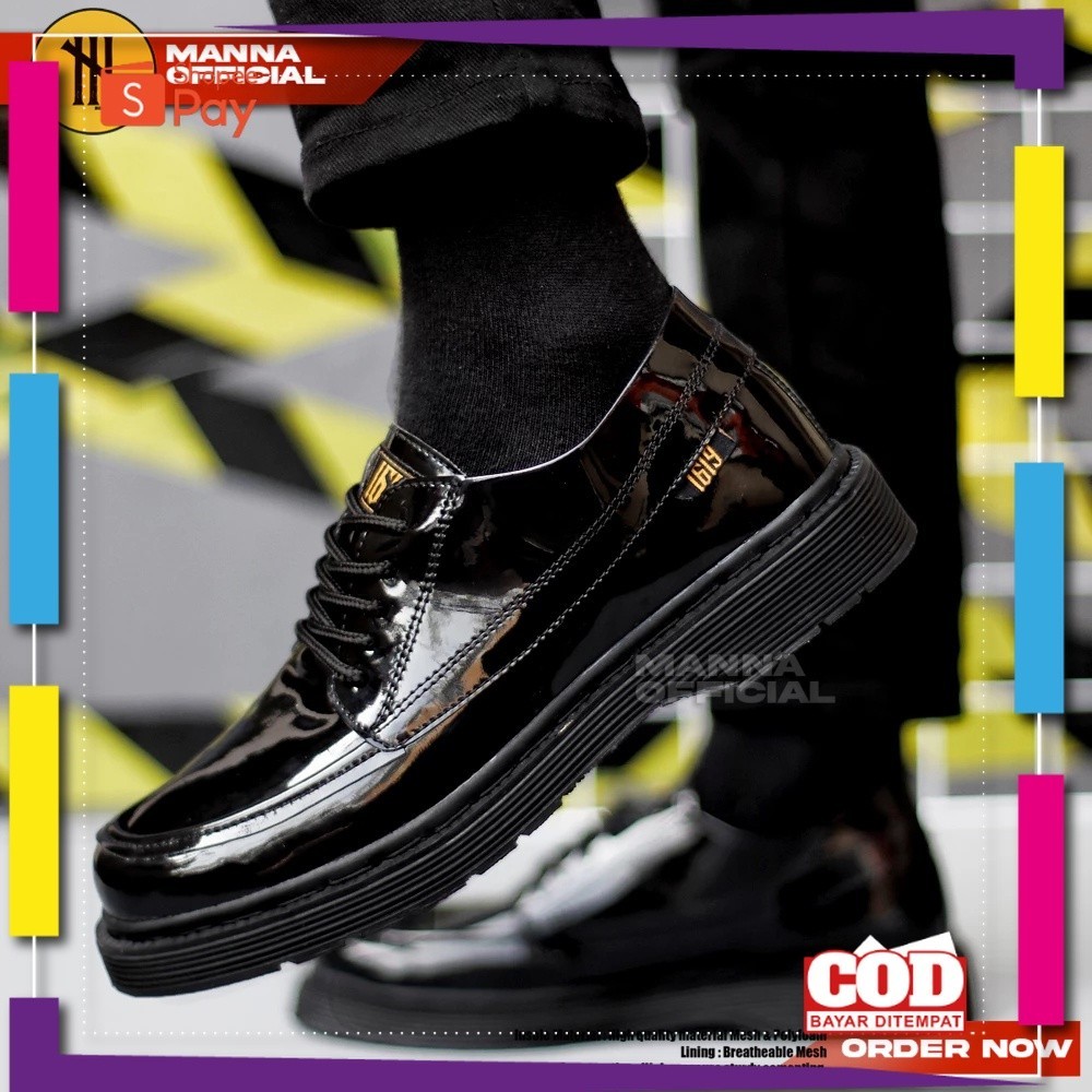 UKURAN SIZE 37 38 39 40 41 42 43 44 45 / Sepatu Formal Pantofel Mengkilap Tali Hitam Pdh Kerja Pria