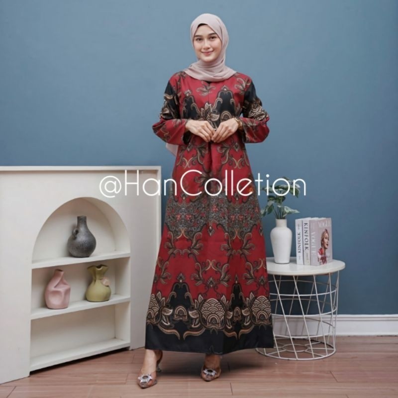 PROMO CUCI GUDANG ALL SIZE BAJU GAMIS BATIK VIRAL 13 VARIAN MOTIF BATIK KOMBINASI TERBARU 2024 SERAG