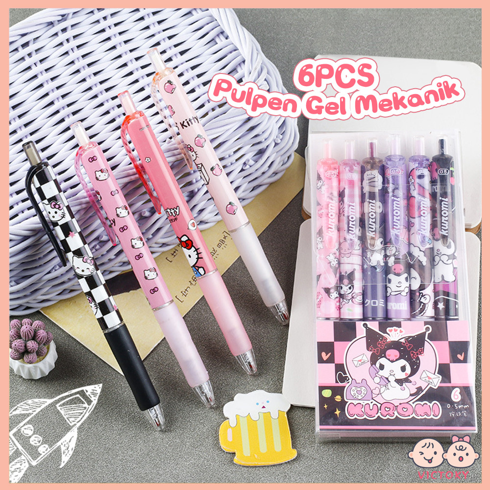 

VICTOKY Pulpen Gel Mekanik 6PCS Pulpen Aesthetic Motif