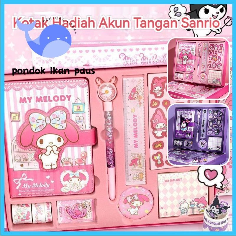 

【Pengiriman Jakarta】Hadiah Anak Stiker Lucu 1 Set Box KUROMI MELODY Stiker kartun Pena Pasir Hisap Jurnal Set DIY Stiker Notebook Dekorasi Buat Hadiah Sanrio Diary Set