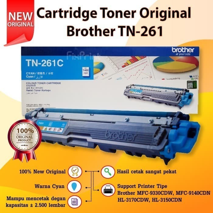 Toner Brother Original TN261 Cyan , Printer HL-3150CDN HL-3170CDW