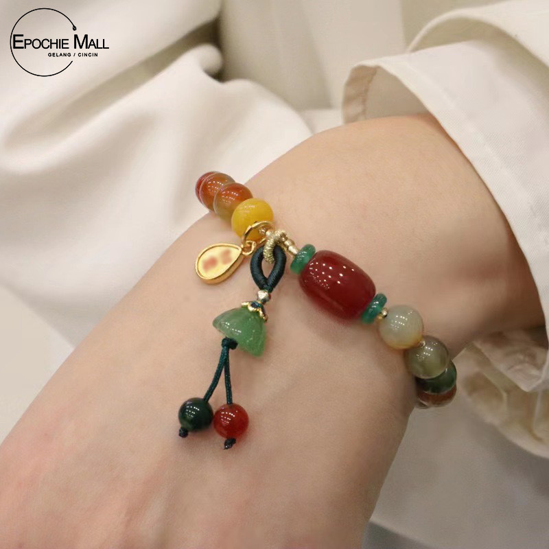 COD Gelang Batu Alam Cina Gelang Gaya Etnik Vintage Gelang Ruyi Senar-EP