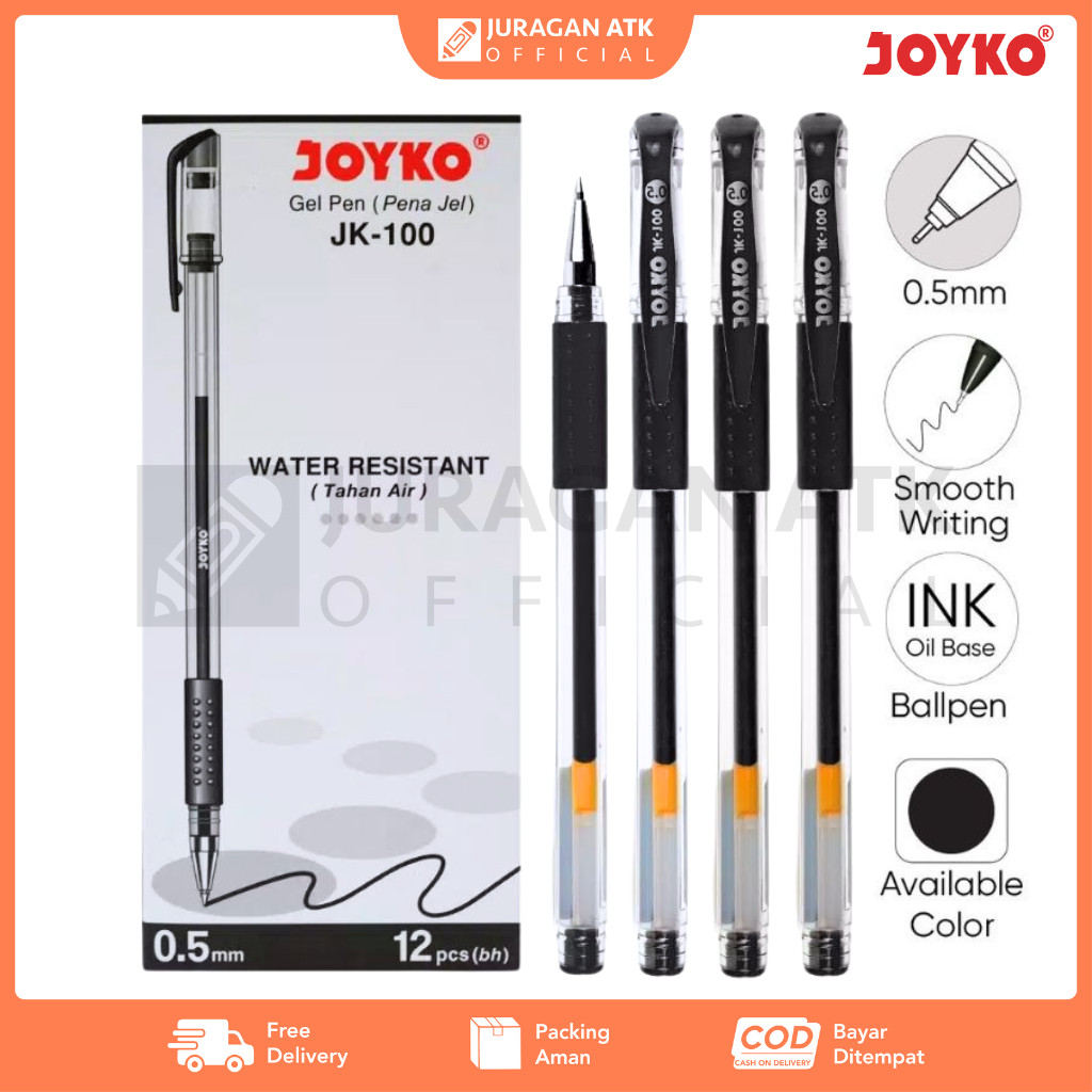 

Pulpen Gel Joyko Tahan Air 0.5m JK - 100 ( 1 Pack Isi 12 PCS)