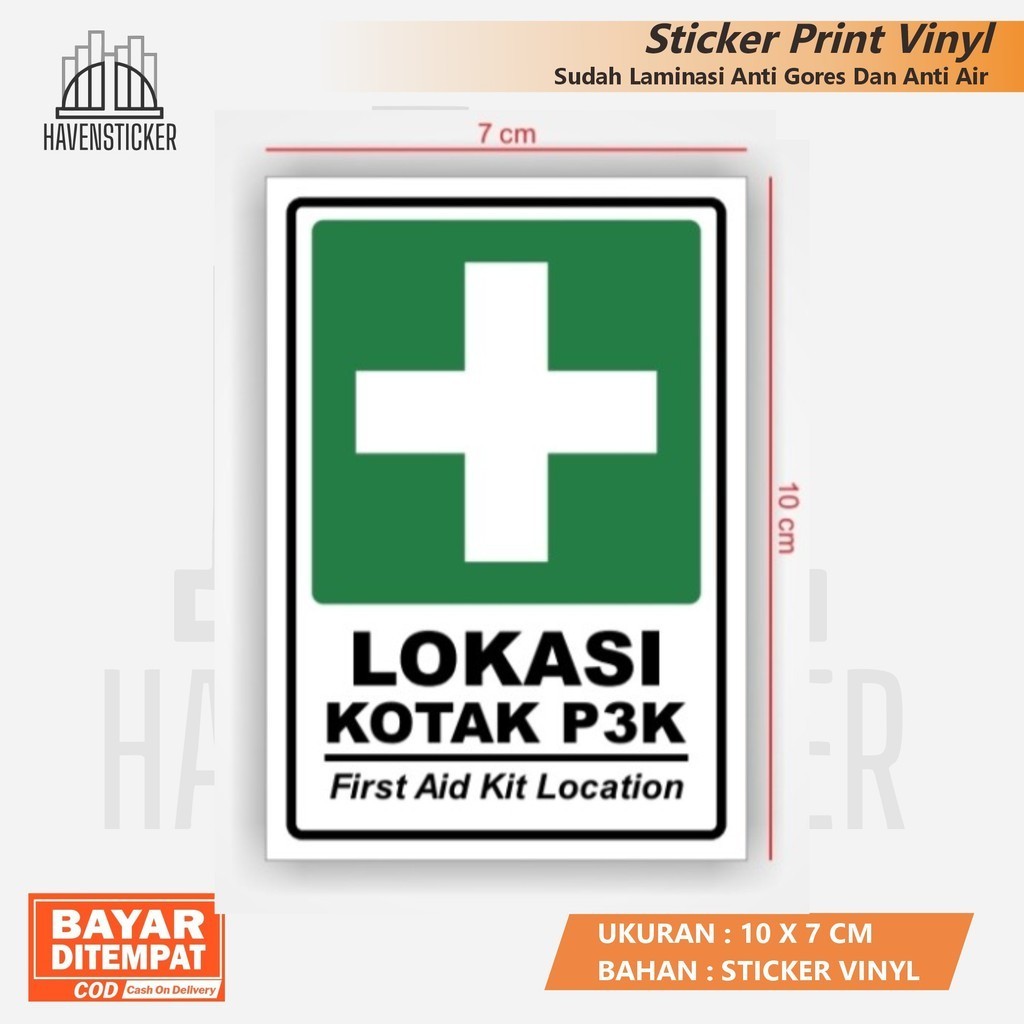 

Stiker Vinyl Print K3 Tempat penyimpan kelengkapan P3K laminasi glossy