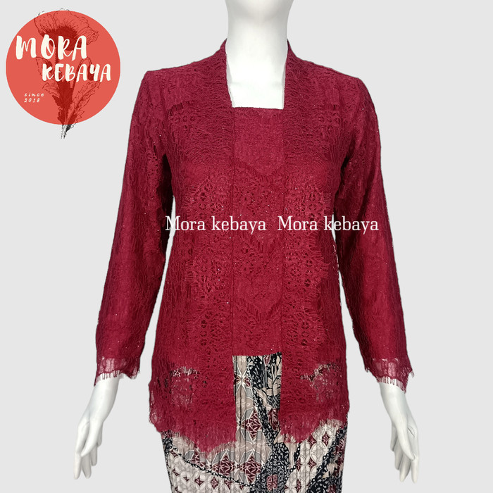 

✨READY✨ -kutubaru lengan panjang/kebaya kutu baru brokat/kebaya kutu baru - maroon, M