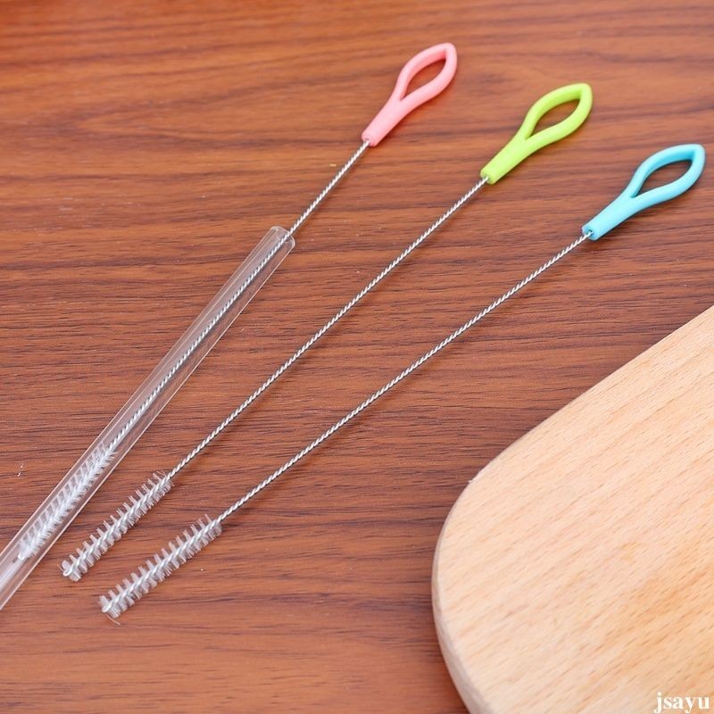 Sikat Sedotan Stainless Steel Brush Straw Stain Alat Pembersih Sikat Jerami Panjang 360° Yang Dapat 
