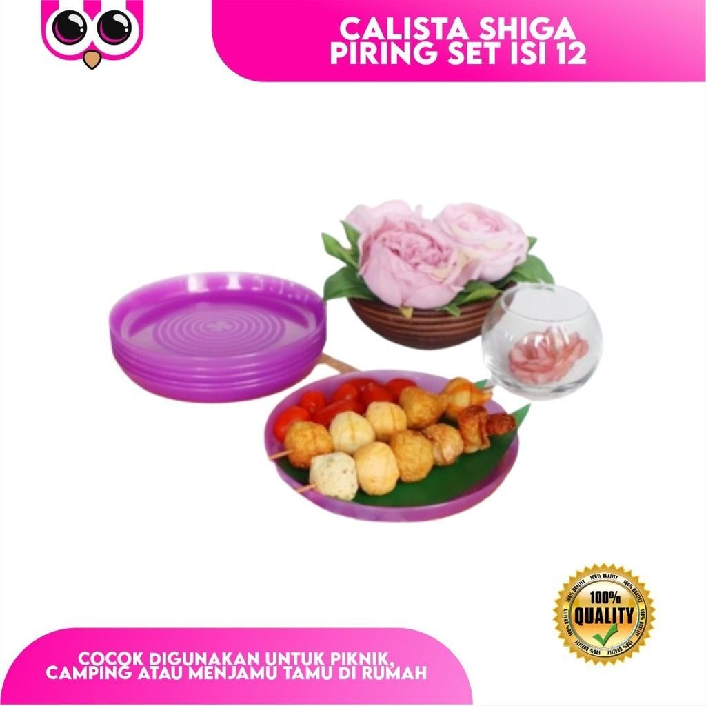 [ PIRING SET ISI 12 ] CALISTA SHIGA PIRING SET ISI 12 / PIRING PLASTIK MAKANAN by Hobi Belanja. Pink