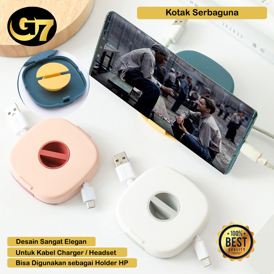 Tempat Kabel Charger Kotak Penggulung Headset Earphone Penyimpanan Kabel Data Holder Standing HP Kot