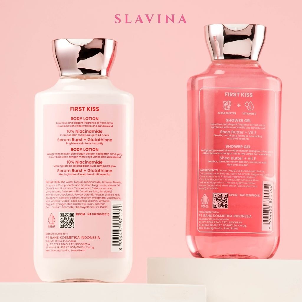 SLAVINA Sabun Mandi Cair First Kiss Wangi Harum Nagita Slavina Mewah Elegan 350ml