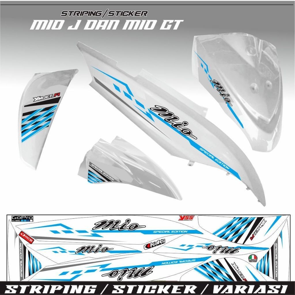 STRIPING MIO GT / STIKER  MIO J VARIASI MOTIF BARU / STIKER MOTOR MIO J PUTIH LIS VARIASI STIKER VAR