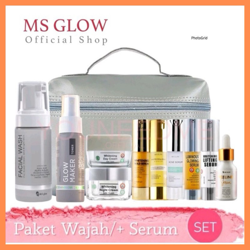 Ms glow original paket wajah whiteing acne ultimate luminous whitecell dna sepaket 1 set