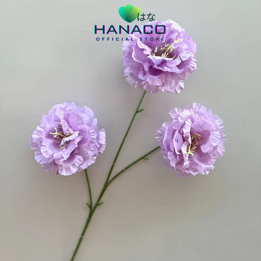 HANACO - C09 RONG 65cm Artificial Bunga Mawar 3 Cabang 3 Kuntum Bunga Palsu Plastik Buatan Imitasi H