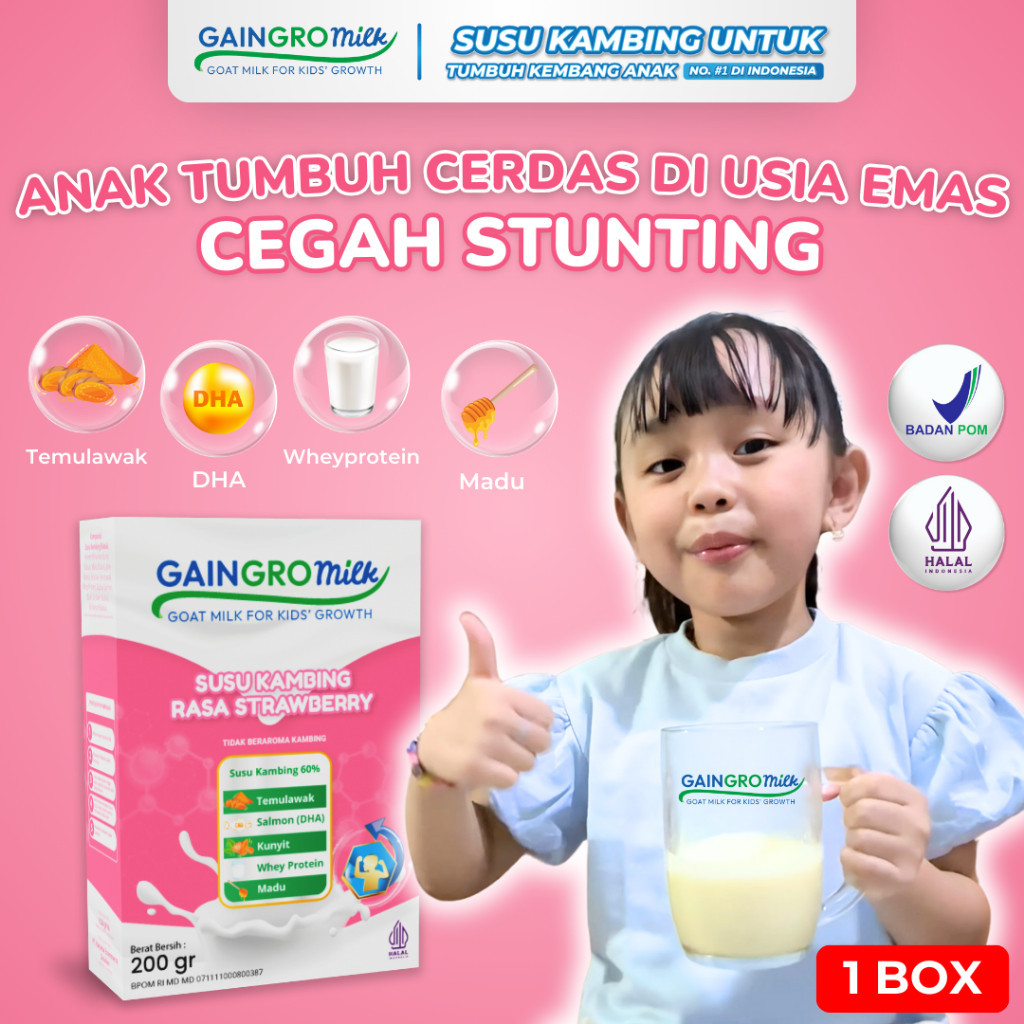 

GAINGRO MILK STRAWBERRY Susu Kambing Rasa Strawberry untuk Meningkatkan Kecerdasan Anak joyskincare.bekasi