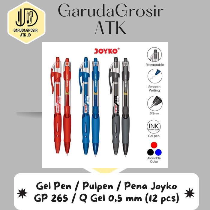 

Gel Pen / Pulpen / Pena Joyko GP 265 / Q Gel 0,5 mm (12 pcs) - Hitam