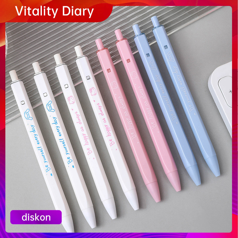 

【COD❤️】Ins Sederhana Kucing Kucing Persegi Pena Tekan Pena Netral Siswa 0.6mm Pena Hitam Cepat Kering VDY