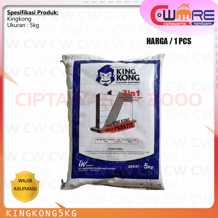 Kingkong Wall Putty Plamir Semen Dempul Tutup Tembok Dinding 5 kg - CwTc