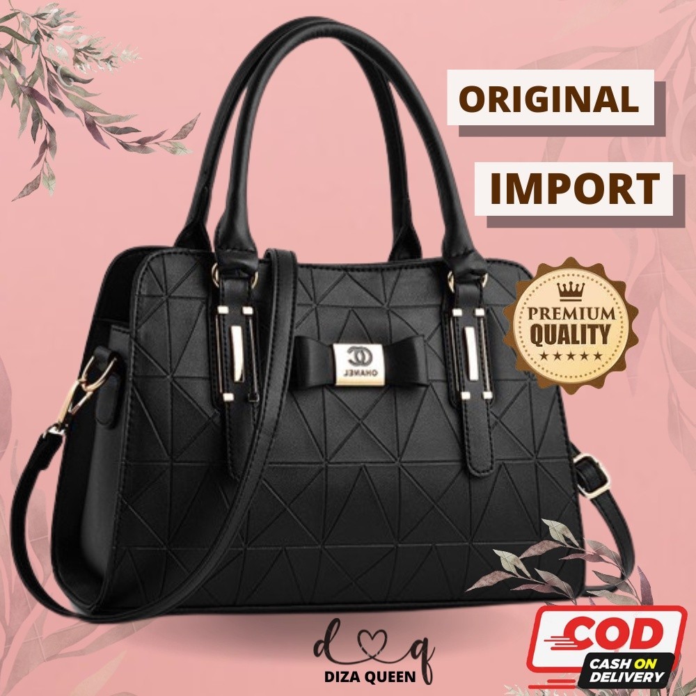 PROMO BESAR BESARAN DQ288 Tas Selempang Wanita Import Terbaru 2022 Batam Original Kulit Hitam Brande