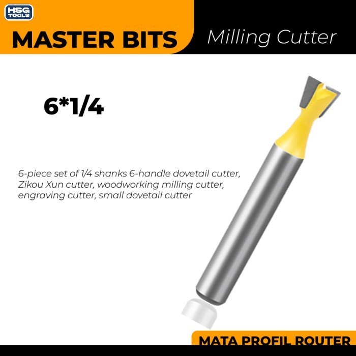 MASTER BIT MATA PROFIL ROUTER DOVETAIL JOINT CUT 6MMX1/4"