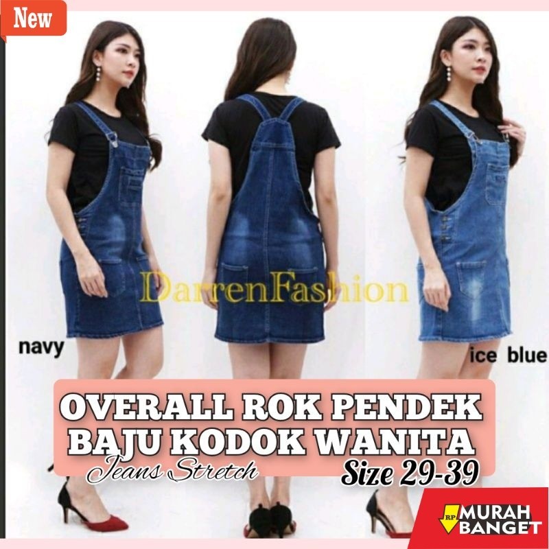 Jumpsuit Wanita Kekinian Rok Overall Jeans Pendek . Rok Overall Jeans Strech Murah BAJU KODOK JUMBO 