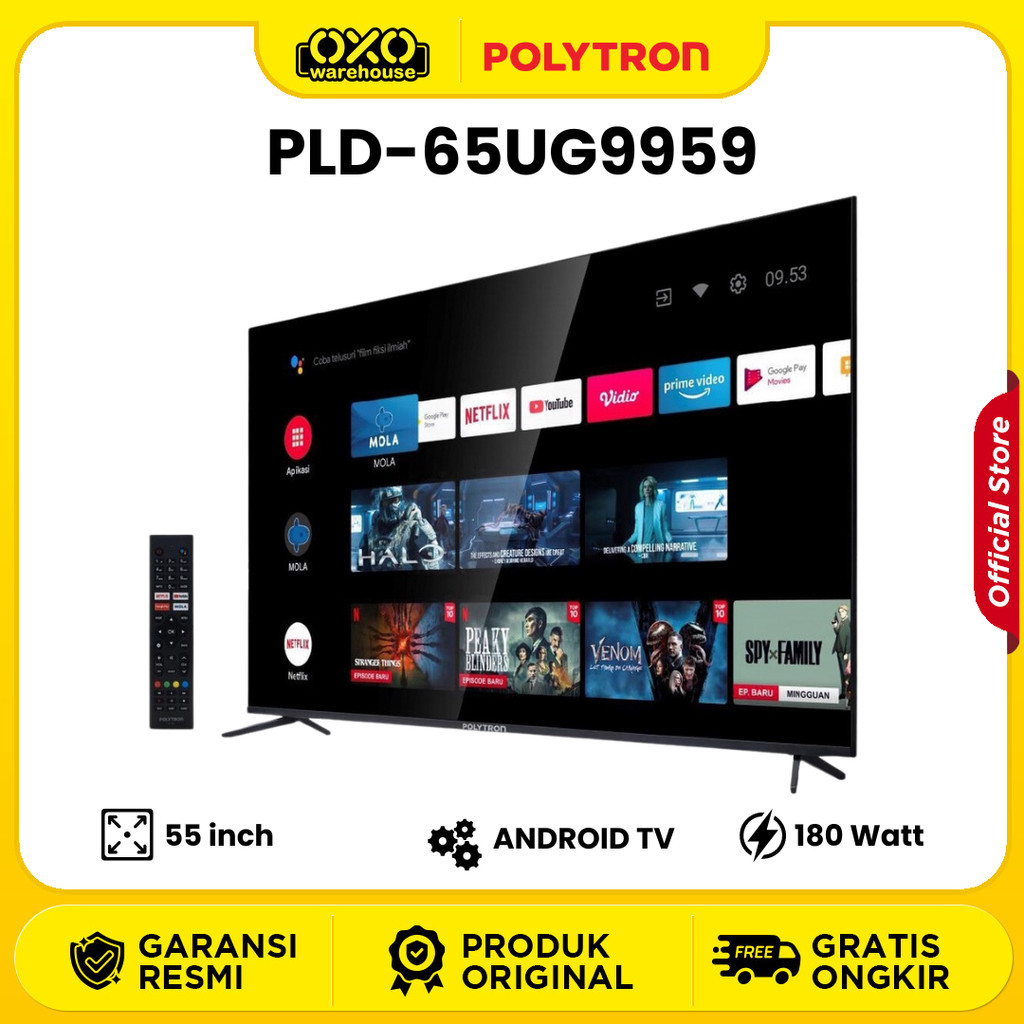 POLYTRON Android Led TV 4K UHD 65" PLD-65UG9959 GARANSI RESMI