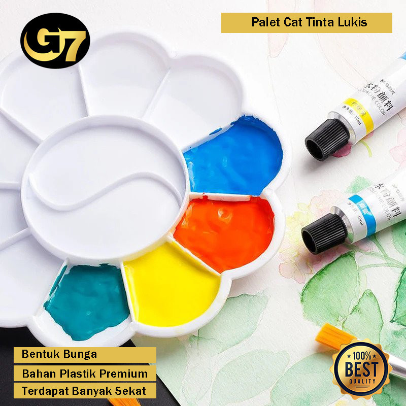 

Palet Cat Lukis Plastik Motif Bunga Piring Wadah Tempat Cat Air Melukis Painter Pallete Acrylic Praktis Mudah Bentuk Bunga