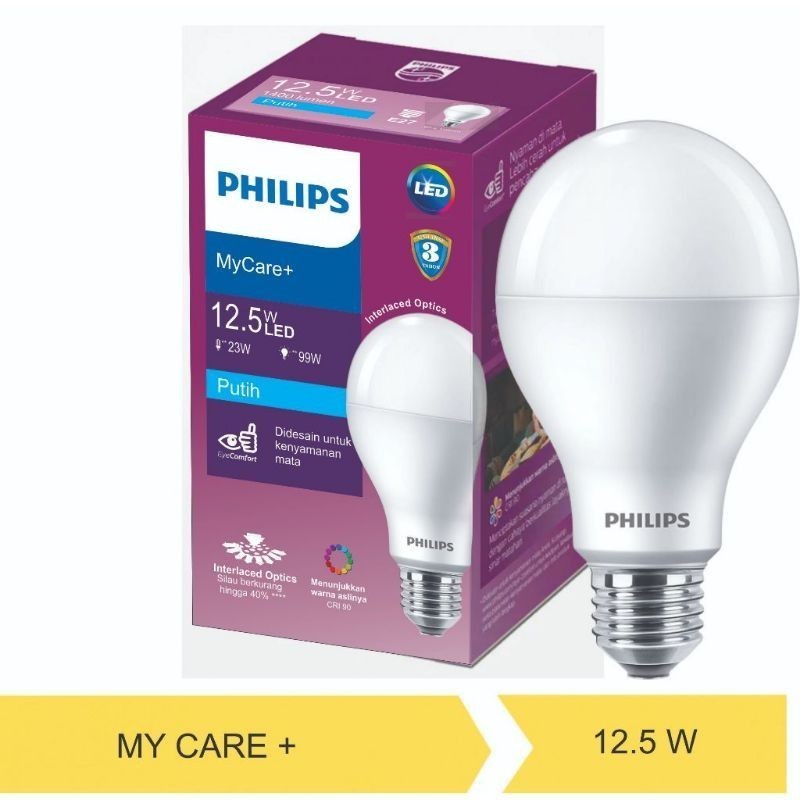 [COD]- Philips LED Bulb 12 WATT/My Care plus/ E27 6500K 230V Putih