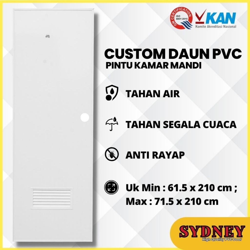 Daun Pintu PVC Kamar Mandi PVC Tebal Polos Custom - Sydney