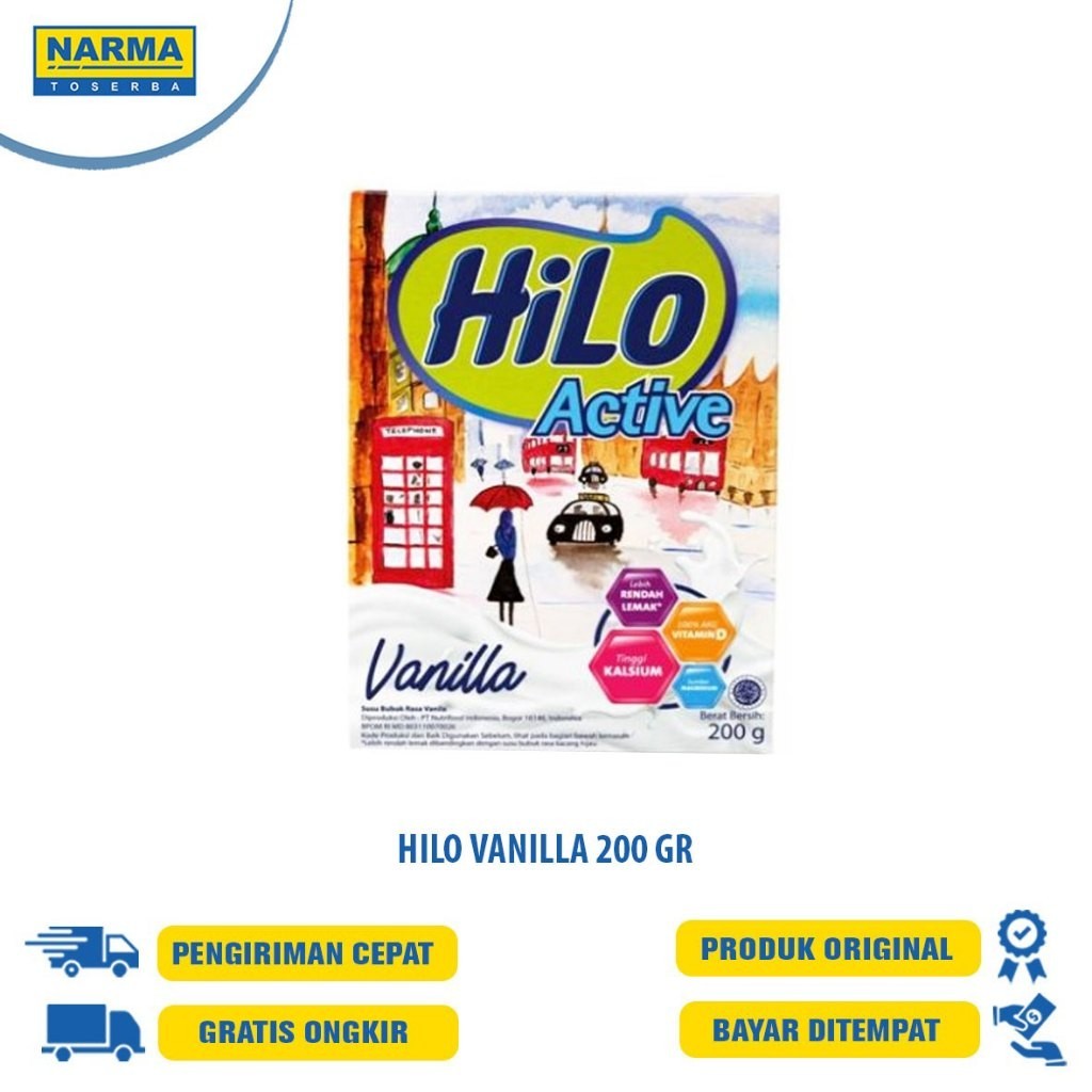 

HILO ACTIVE VANILA 200GR/ALMOND MILK 200GR/VEGAN K.HIJAU 200GR/HILO SUSU