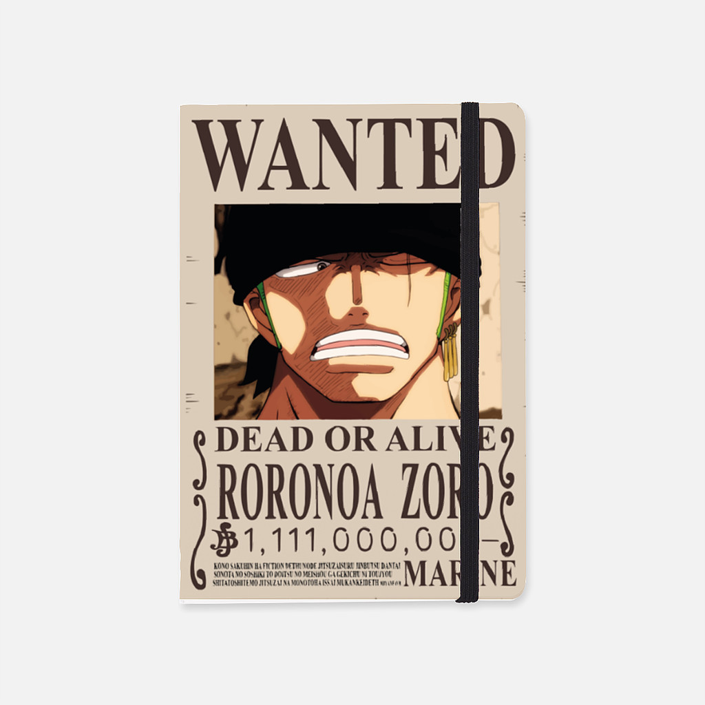 

Jurnal Notebook Buku Tulis Catatan A5 - Bounty One Piece Wanted Zoro Mugiwara Crew