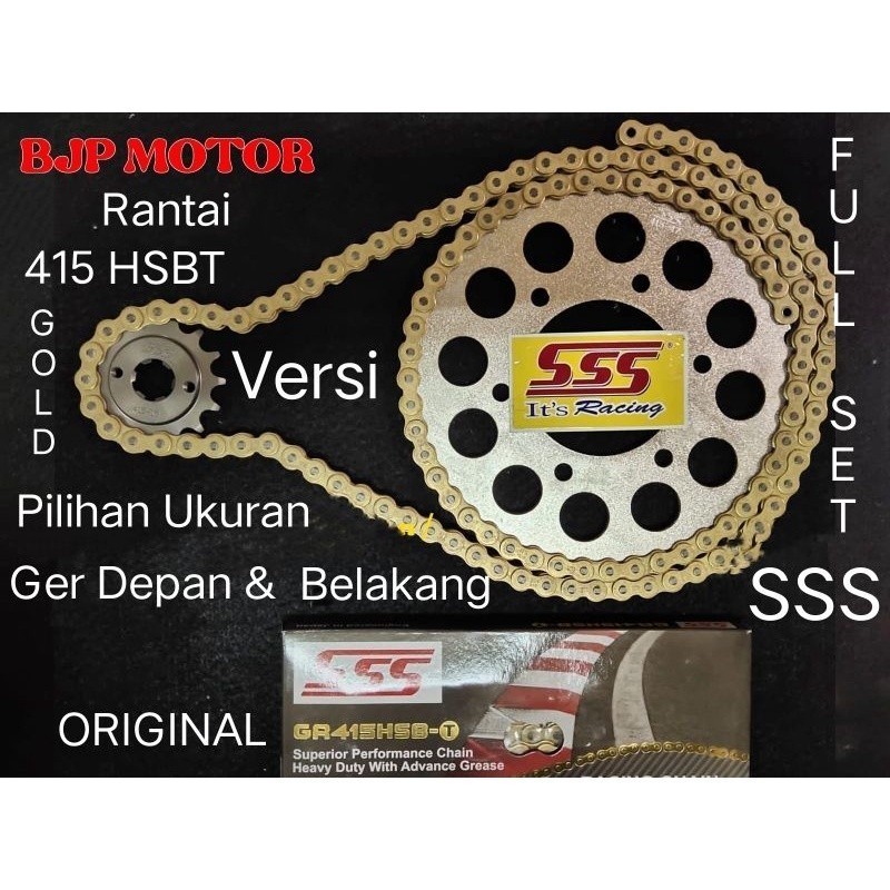 Gear Set FULL SSS 415 F1-Z/R, VEGA/R, JUPITER - Z, MX/New, RX-King, RX-S, RX-Z + Rantai SSS 415 HSBT