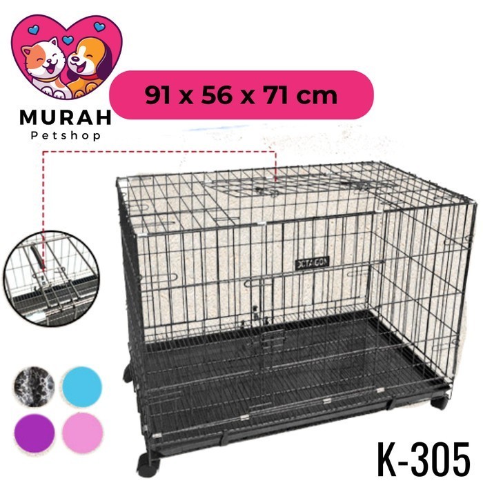 Kandang Anjing Kucing Lipat Ukuran Besar OCTAGON K-305