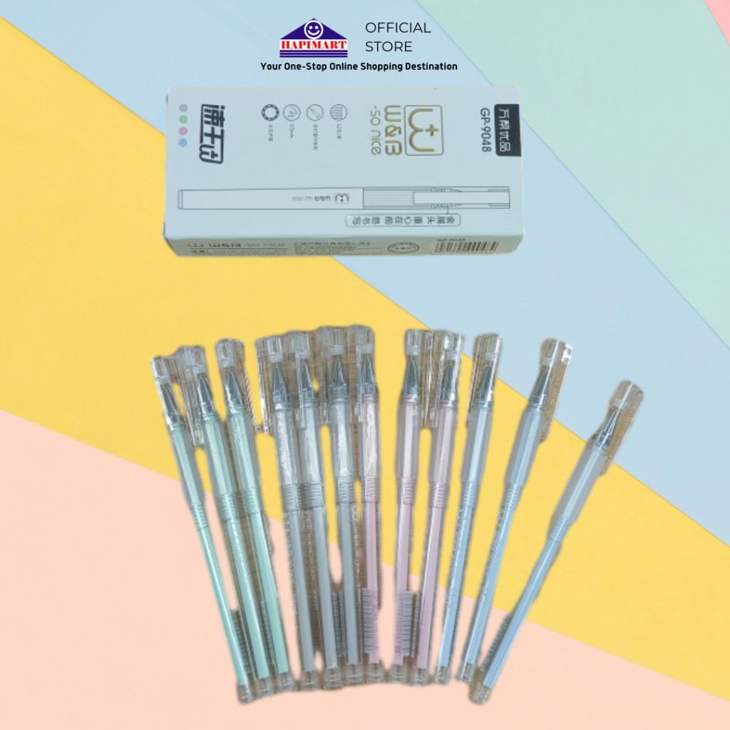 

Gel Pen Pena Pulpen Easy Gel 0,5mm Tinta Hitam 12 Pcs So Nice GP-9048