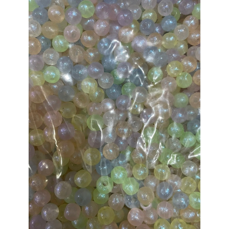 HIASAN MANIK MANIK PERMATA manik bulat marshmallow glitter jelly 8mm 10mm 12mm mix warna ecer dan gr