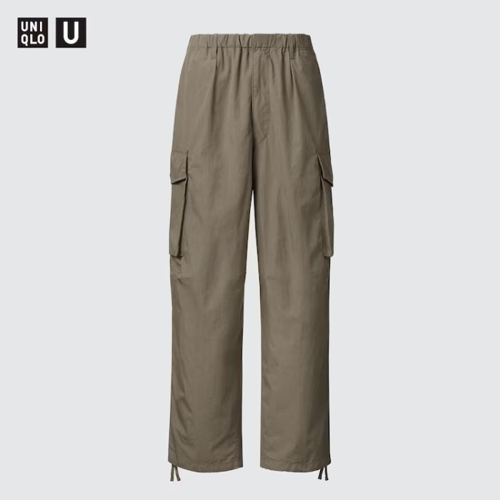 MEN Celana Kargo Parasut Fit Lebar Wide Jogger Cargo Pante UNIQLO U - BEIGE, M
