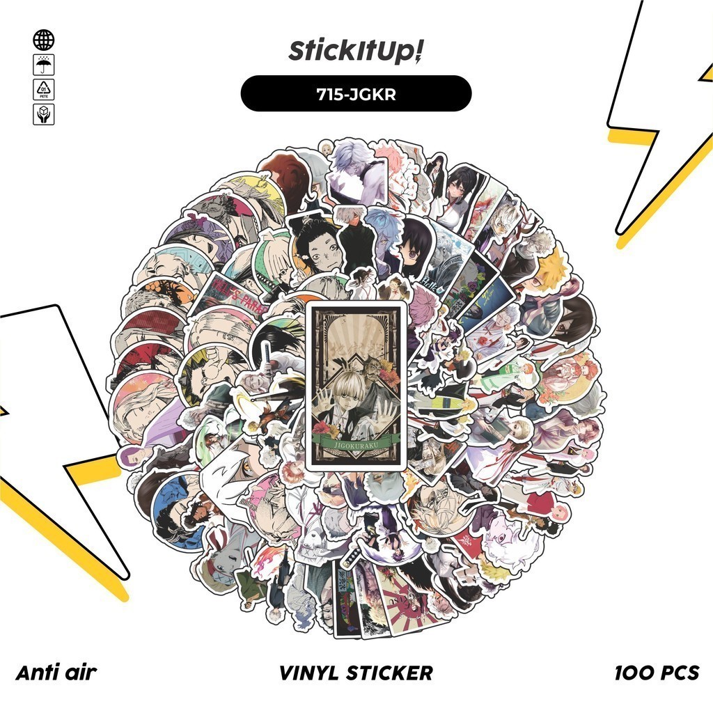 

COD✨ 100 Pcs Stiker JIgoku Raku Lucu Anti Air Untuk Dekorasi Notebook Sepeda Skateboard Handphone DIY