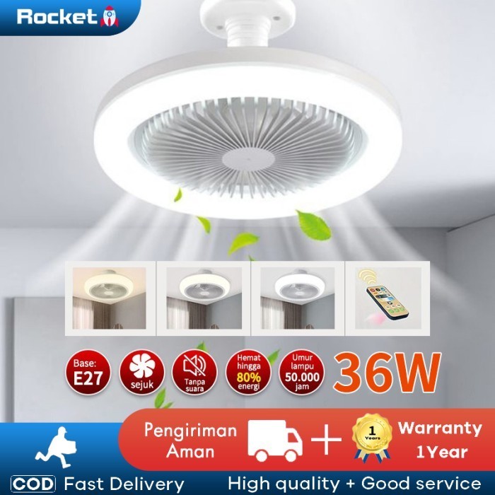 Kipas Lampu Gantung Plafon / Fan Light Ceiling Kipas+Lampu+Remote E27