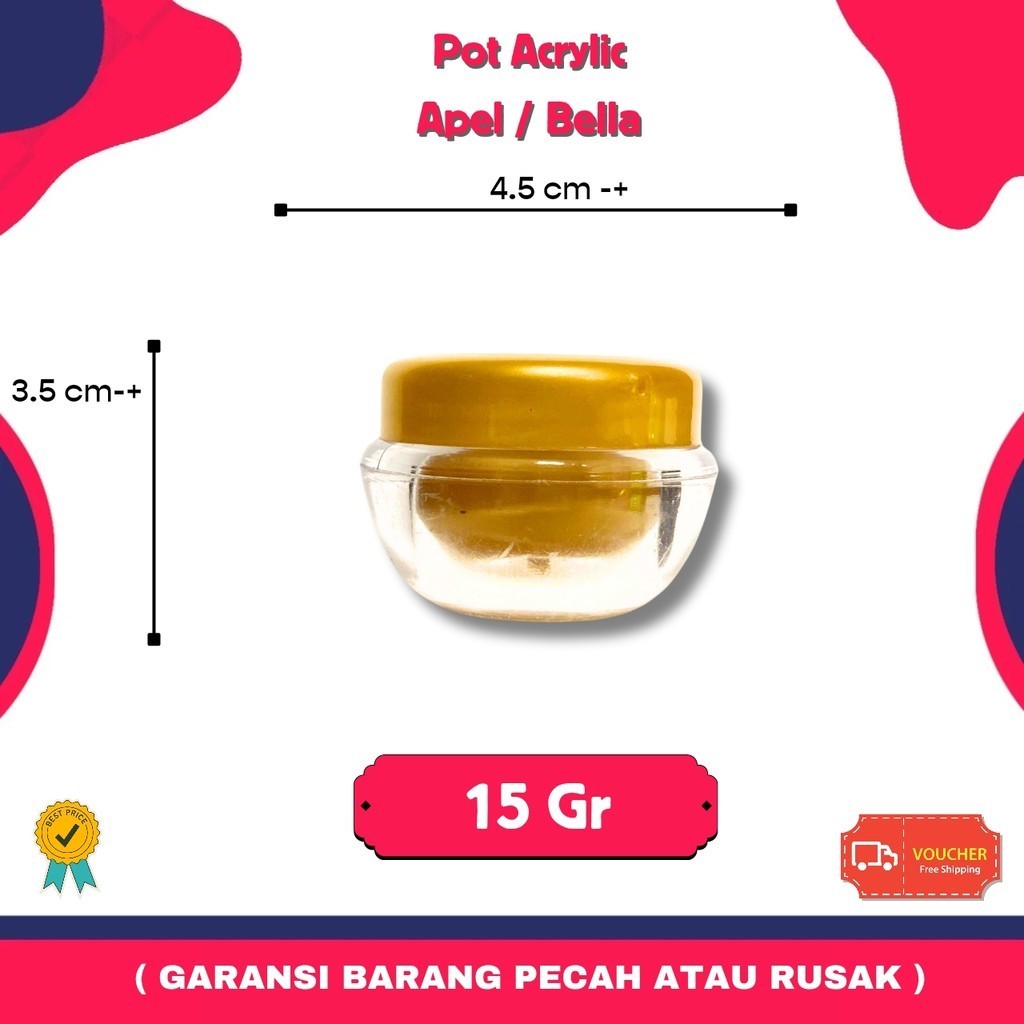 Pot Acrylic Apel Bella 15gr Gold | Pot Cream Akrilik 15 gram